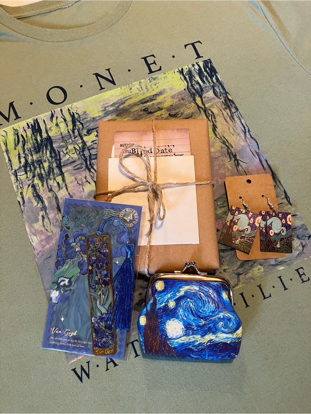 Claude Monet XL Tee + Van Gogh Gift Set + Blind Date with a Book